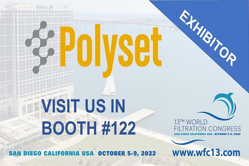 Flyer for polyset showing at 13th World Filtration Congress in 2022